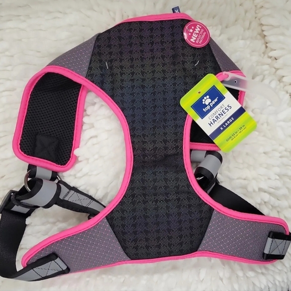 Dog Top Paw Comfort Dog Harness W Rainbow Reflective Material Pink